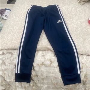 Adidas Blue and White Joggers with Signature Stripes